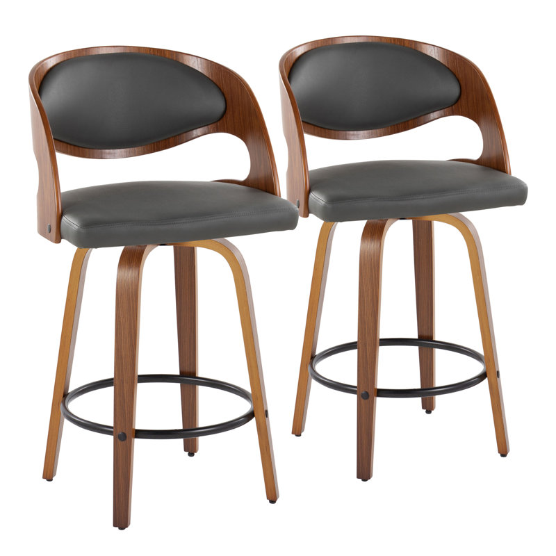Tabouret de comptoir pivotant 25,5 po Lakyia, Gris