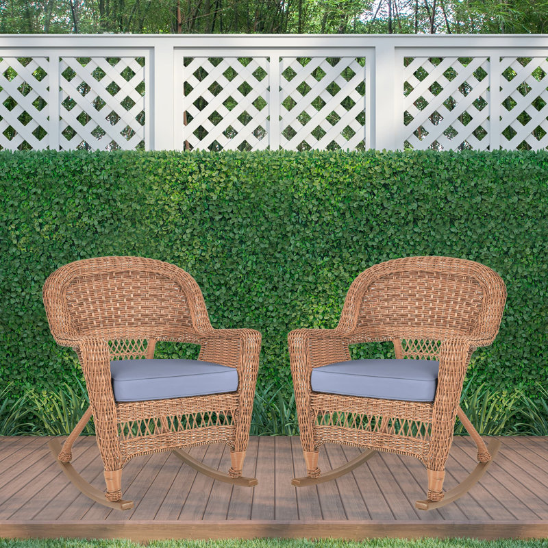 Chaise berçante en osier Raenesha, Miel, Acier