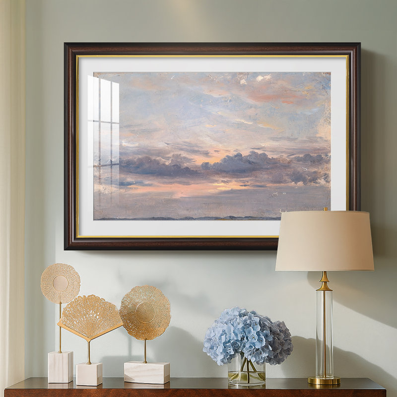 A Cloud Study, Sunset, c. 1821-1822-John Constable-Custom Framed Canvas, Yes, Walnut Gold Lip, 28X40