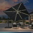 Parasol carré en porte-à-faux 10 'gris avec pivot et base à énergie solaire