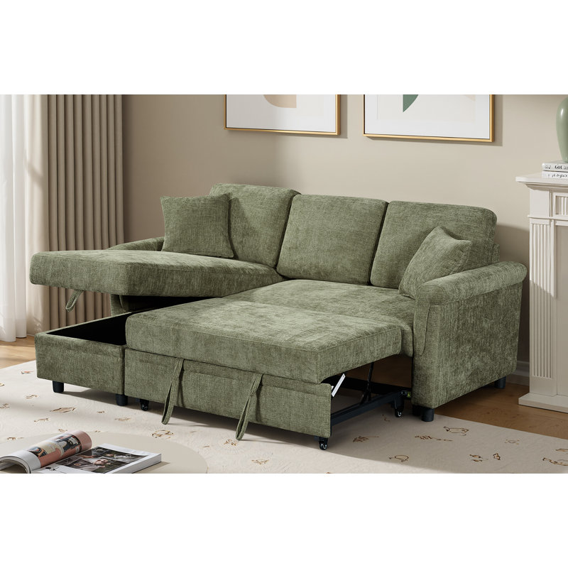 Advika 4 Seater Sofa Bed, Left Hand Facing, Green