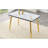 Modern Minimalist Glass Dining Table with Marble Texture & Gold Legs-188619244