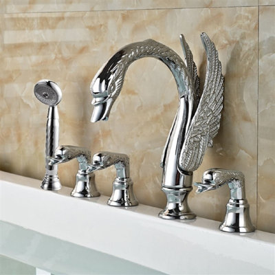 Robinet de baignoire romaine à fixation sur comptoir à poignées doubles Milan Swan