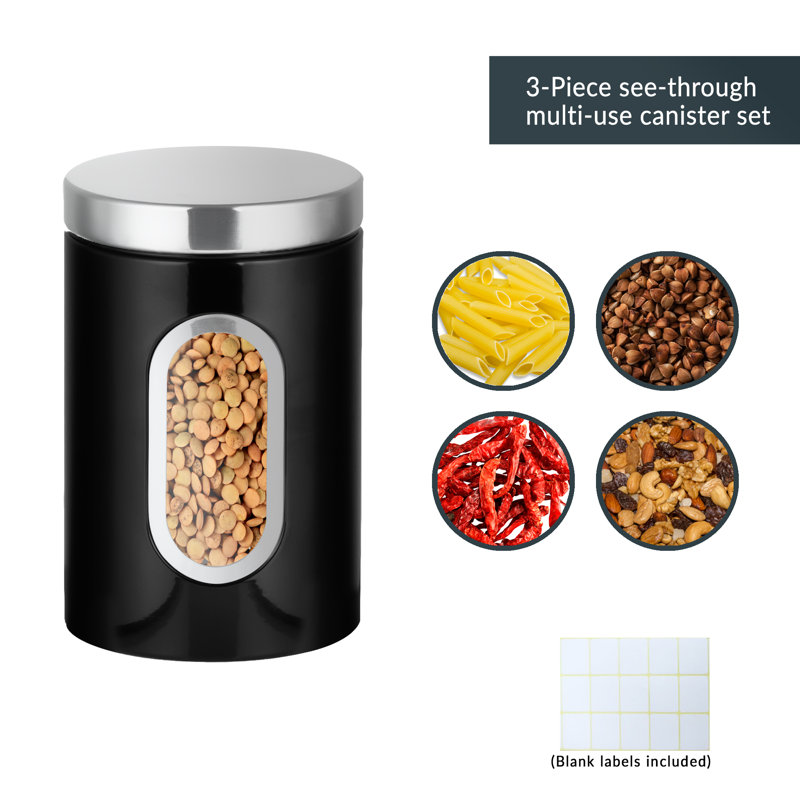 Metal Jar - Set of 3, Black