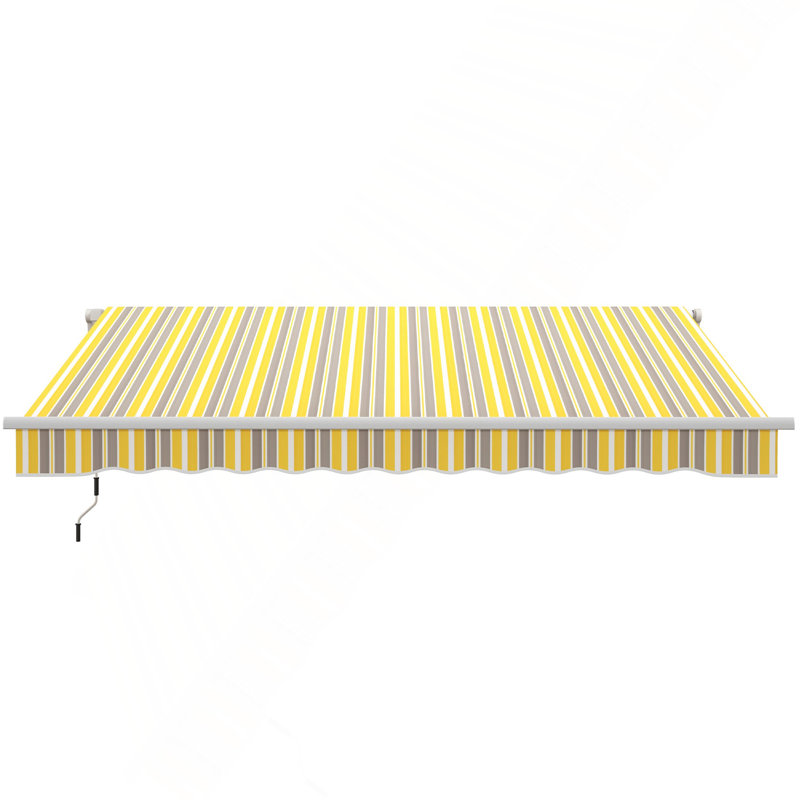 12' X 10' Retractable Awning Patio Awnings Sun Shade Shelter With Manual Crank Handle, 280G/M² UV & Water - Resistant Fabric And Aluminum Frame
