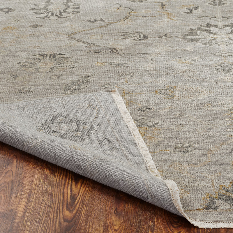 Phelix Wool Flroal Area Rug in Gray, Rectangle 10' x 14'