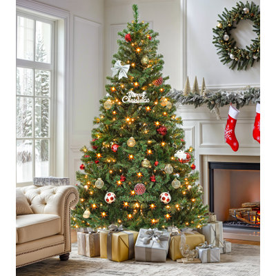 6ft Green Lighted Artificial Pine Christmas Tree with Stand