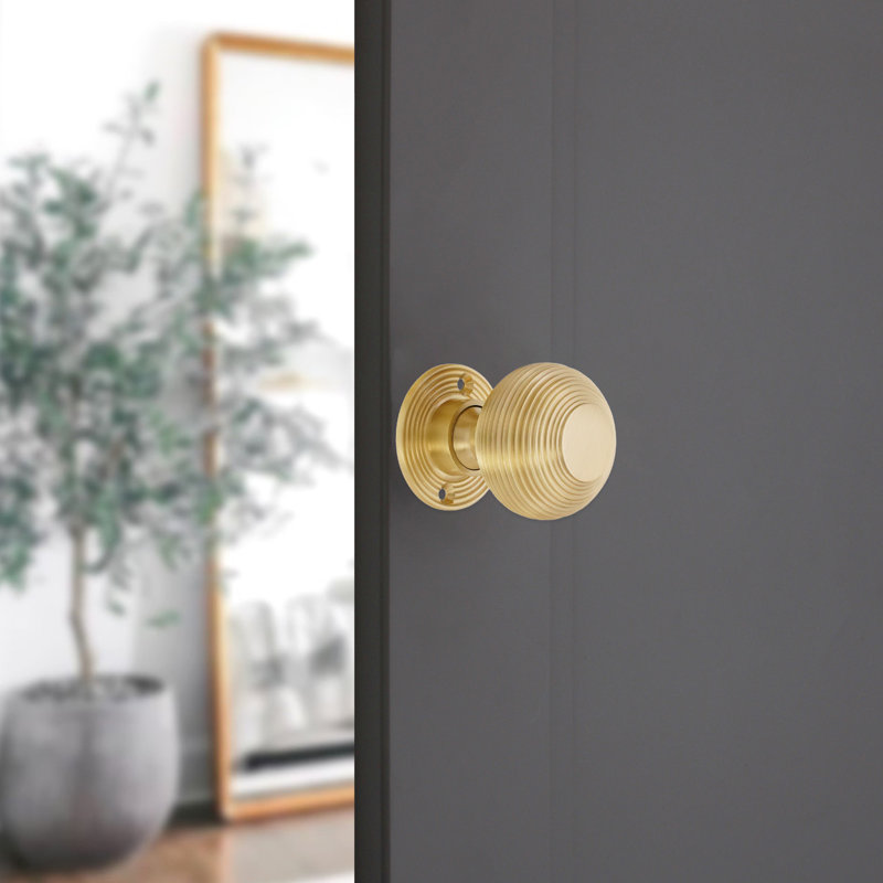 Beehive 50mm Rim/Mortice Door Knob Satin Brass