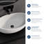 Lavabo vasque de salle de bain à surface solide 23,6 po en blanc mat