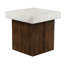 Table d'appoint, de forme carrée, blanc antique et naturel, résistant aux intempéries
