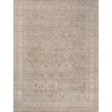 Hand Knotted Wool Area Rug in Blush And Gray