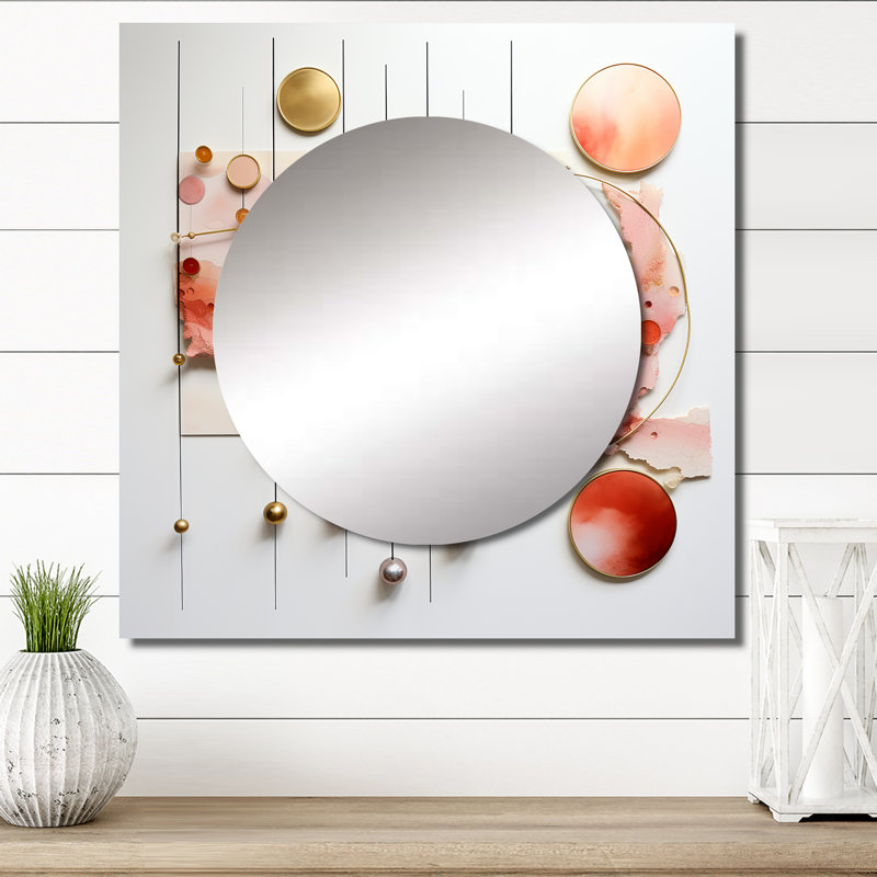 Railynne - Grand miroir carré géométrique pour décoration murale, 36 po x 36 po