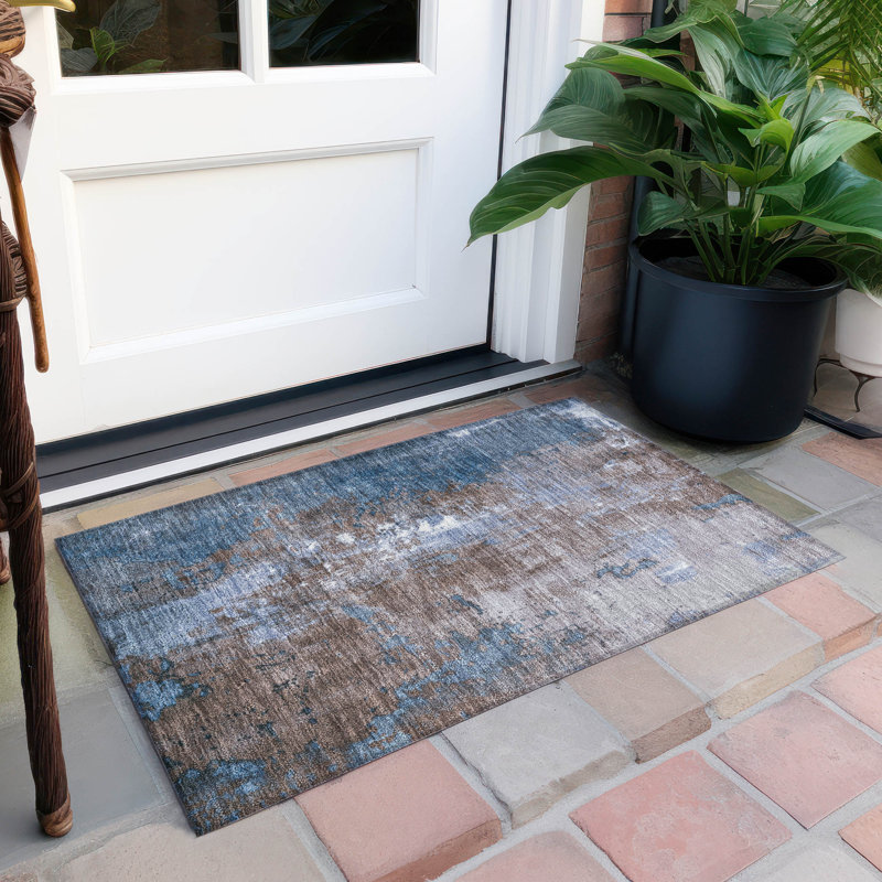 Machine Washable Indoor/Outdoor Xhevrie Brown Rug, Rectangle 1'8" x 2'6"