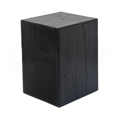 Wood-Look Square-Column MGO End Table, H18",Wood-Like Distressed Finish, Mix with Different Heights, Indoor Outdoor Use