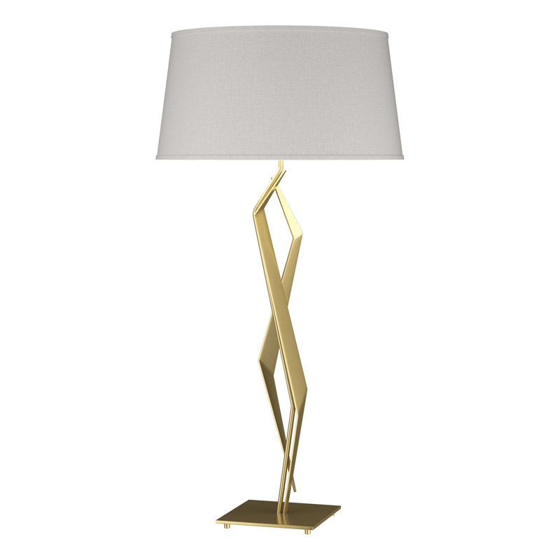 Facet 33.7" Standard Table Lamp, Flax, Modern Brass
