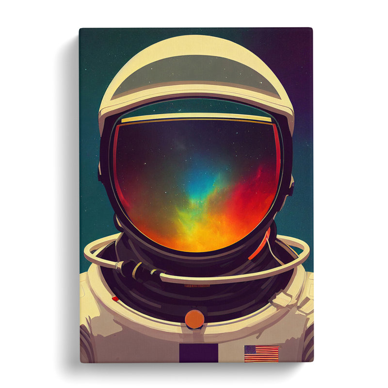 Astronaut Helmet - Wrapped Canvas, 50cm H x 35cm W x 3cm D