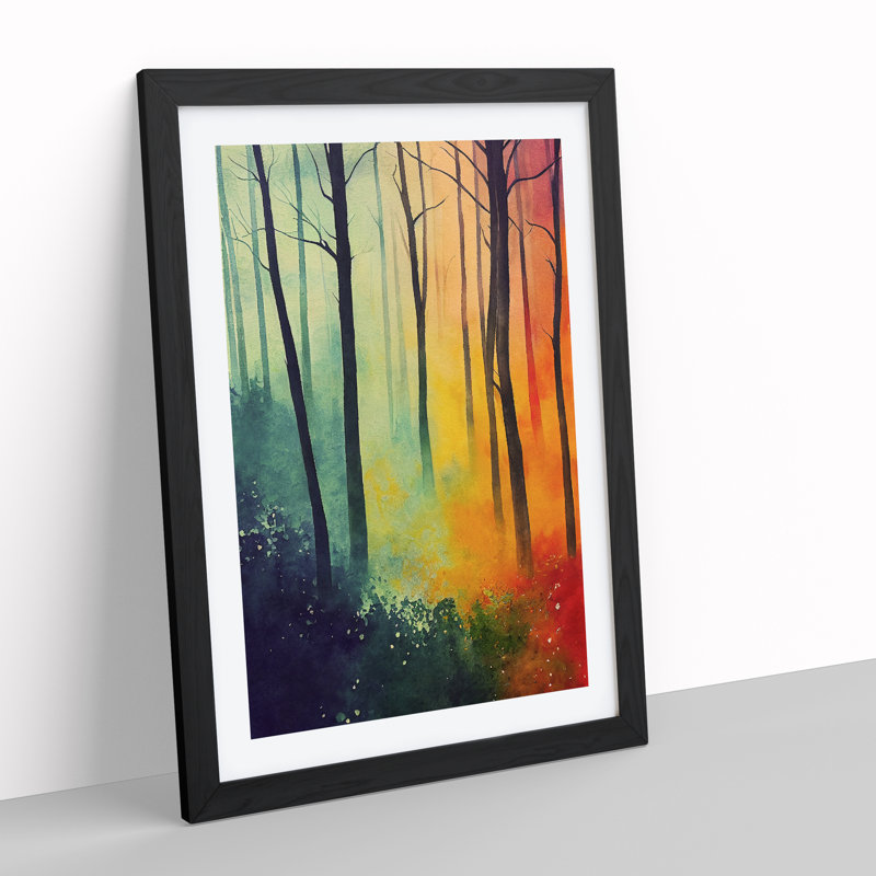 Vibrant Forest No.2 - Wall Art, 64cm H x 46cm W x 2cm D, Black Framed Paper, Black Framed