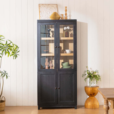 Vitrine avec portes en verre, vitrine de style moderne, vitrine, armoire de salon