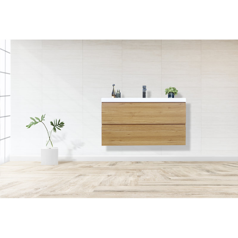 Base de meuble-lavabo simple mural 41,5 po seulement, Chêne naturel