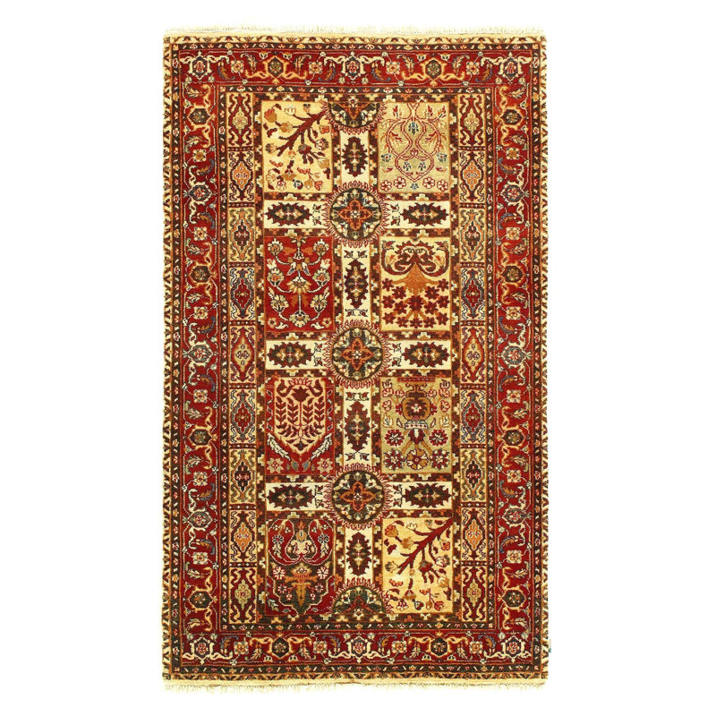 Tapis beige / brun en coton noué à la main de style oriental rectangulaire 3 pi x 5 pi Lureta