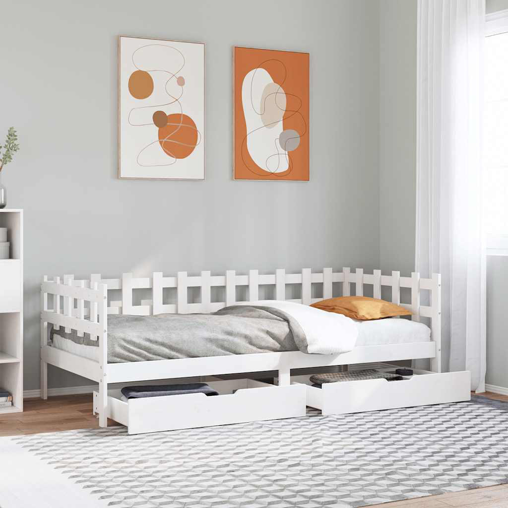 Daybed With Drawers Without Mattress 90X190 Cm Single Solid Wood