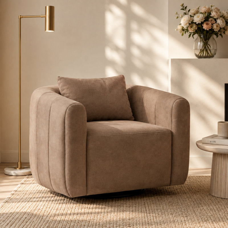 Fauteuil pivotant de 36 po de largeur, Polyester brun