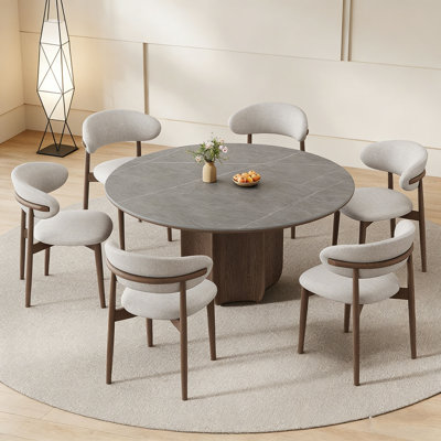 Table moderne en bois fritté et pierre moderne
