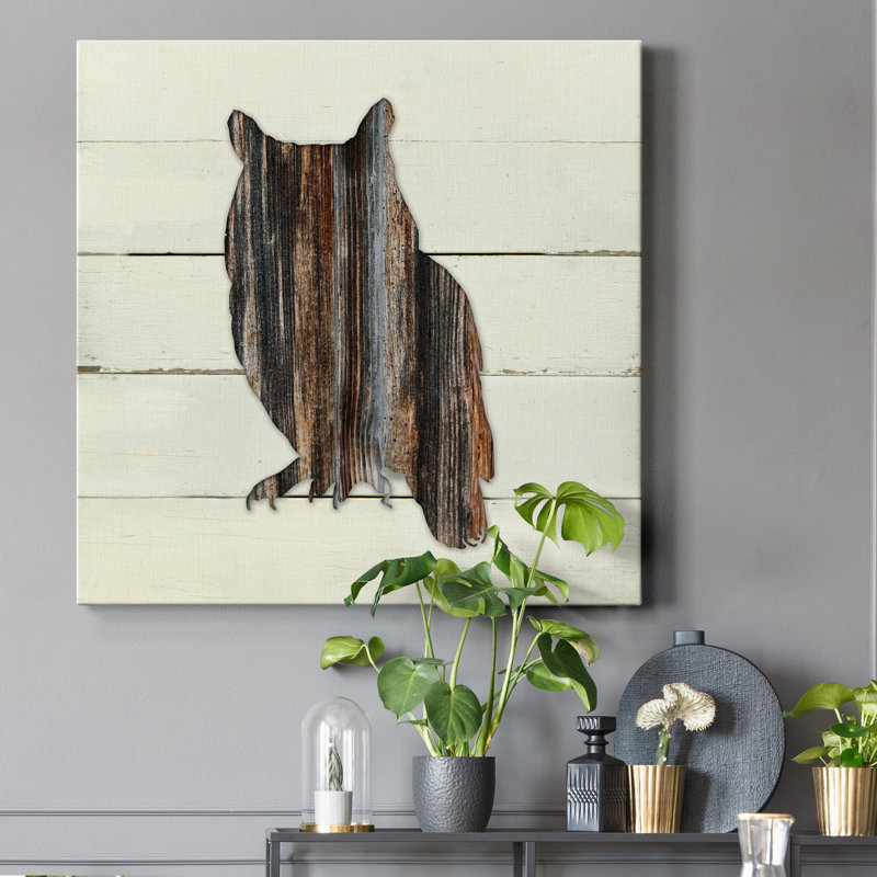 Hibou des bois - reproduction sur toile tendue, H 40 po x l 40 po x P 1 po