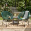 Ensemble de 2 chaises d'extérieur en osier, rotin bleu sarcelle et structure en fer-120992304