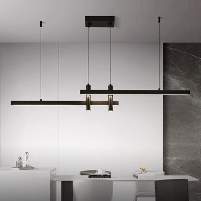 Modern Black Linear Chandelier