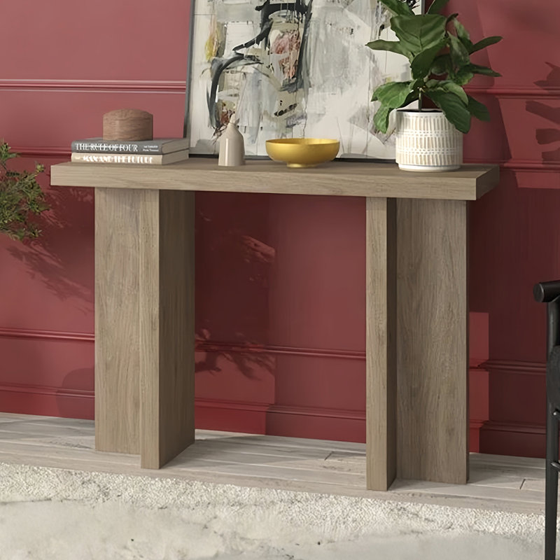 Console américaine de style américain, H 29,5 po x l 39,4 po x P 13,8 po, Bois naturel