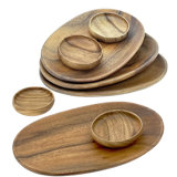 Bry Oval Wood Serving Trays With Bowls, 8 Piece Set