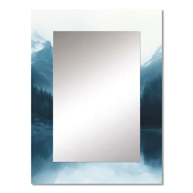 Winter Misty Peaks In The Morning I - Miroir mural décoratif montagnes, grand miroir traditionnel, impression sur métal