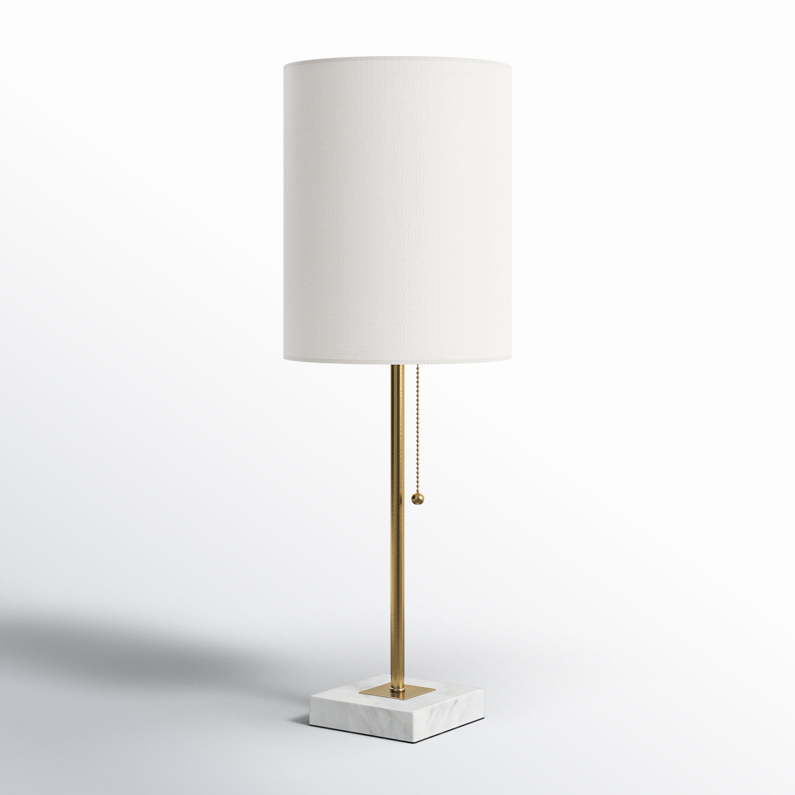Reed Genuine Marble Table Lamp, Antique Brass