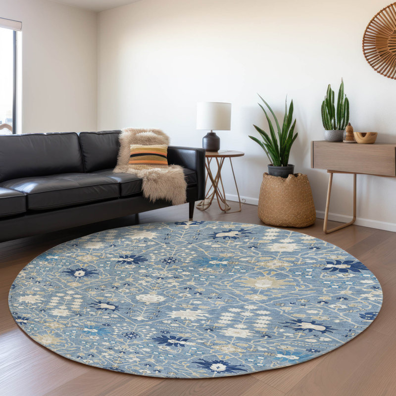 Premium Machine Washable Colmenero AMF1009 Oriental Rug, Round 8'