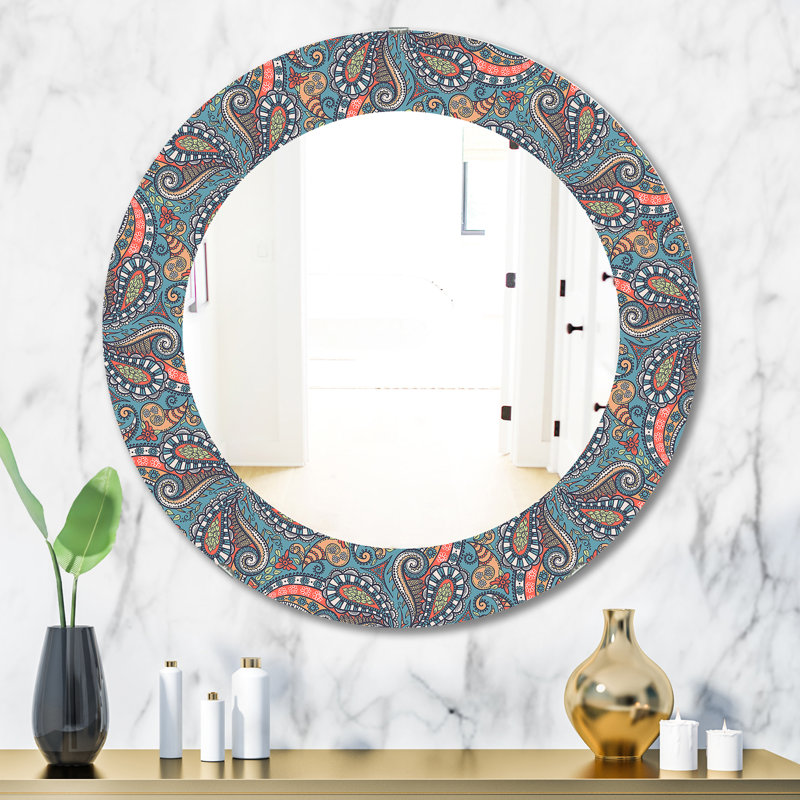 Paisley 14 - Miroir bohémien et éclectique, H 31,5 po x l 23,7 po