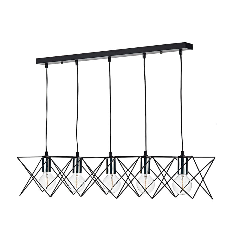 Lorenz 5 - Light Kitchen Island Pendant, Black/Polished Chrome