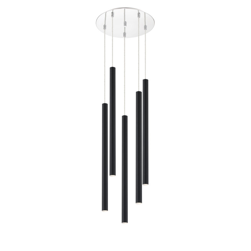 Bowning 5 - Light LED Cluster Pendant, Matte Black