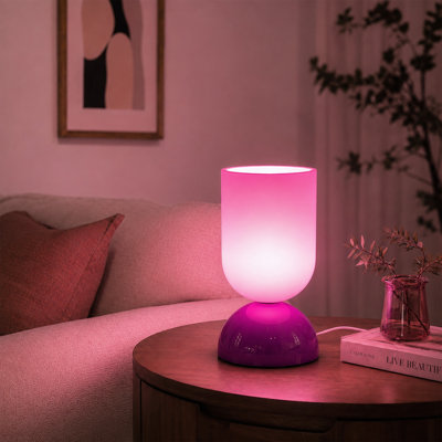 8.94" Modern Goblet‑Shaped Purple Glass Table Lamp with Stepless Dimmer, UL‑Listed Ambient Light for Bedroom, Living Room, Home Office or Study Room