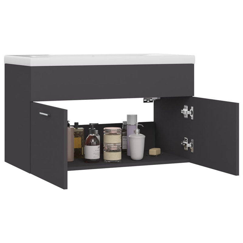 Saona Wall Hung Single Vanity Unit, 800mm, Black