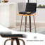 Tabouret de bar et de comptoir pivotant rembourré avec structure en bois massif et dossier en similicuir en forme de L-1724114213-1724114232