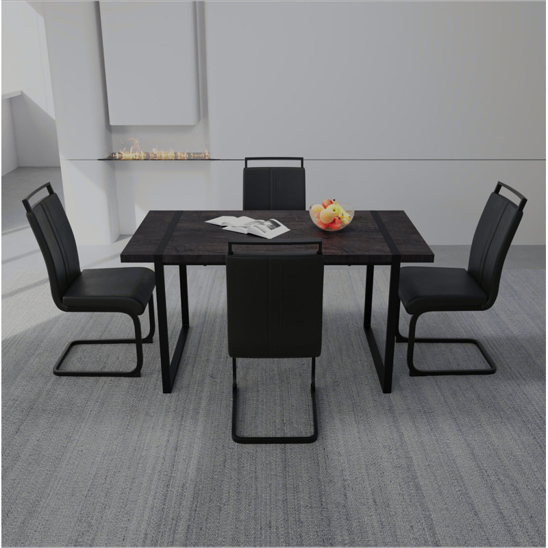 Ensemble de chaises de salle à manger 59 pi, Noir