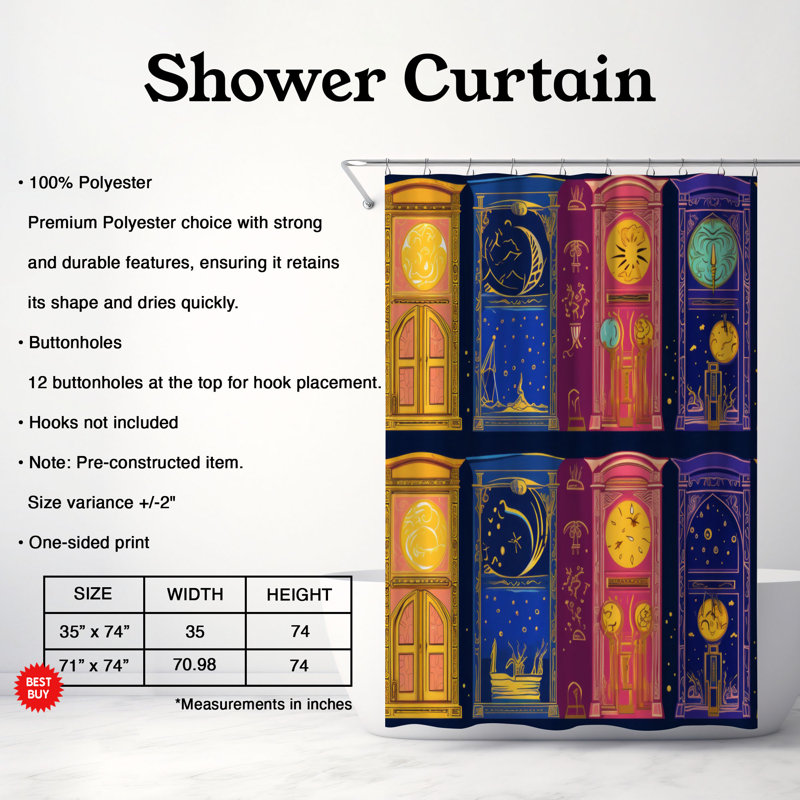 Rideau de douche Moonlight Riddle - Premium, H 74 po x l 71 po