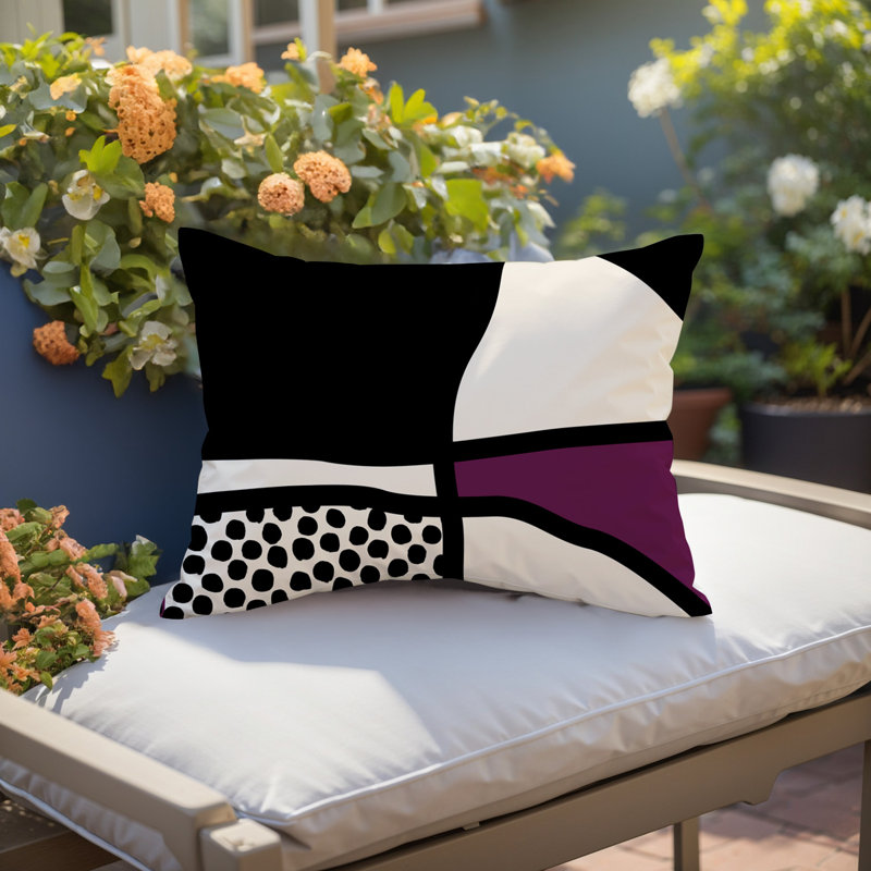 Coussin lombaire réversible intérieur / extérieur Jai Abstract, H 18 po x l 25 po, Mauve