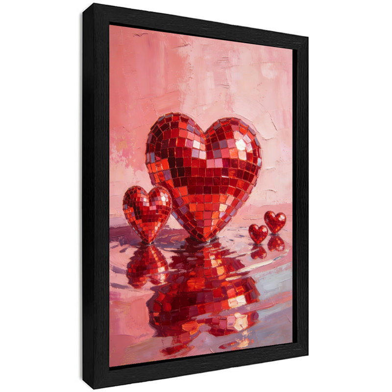 Noir encadré rétro Appliquez une épaisse couche de couleur de cœur pour exprimer un amour intense, H 11 po x l 9 po