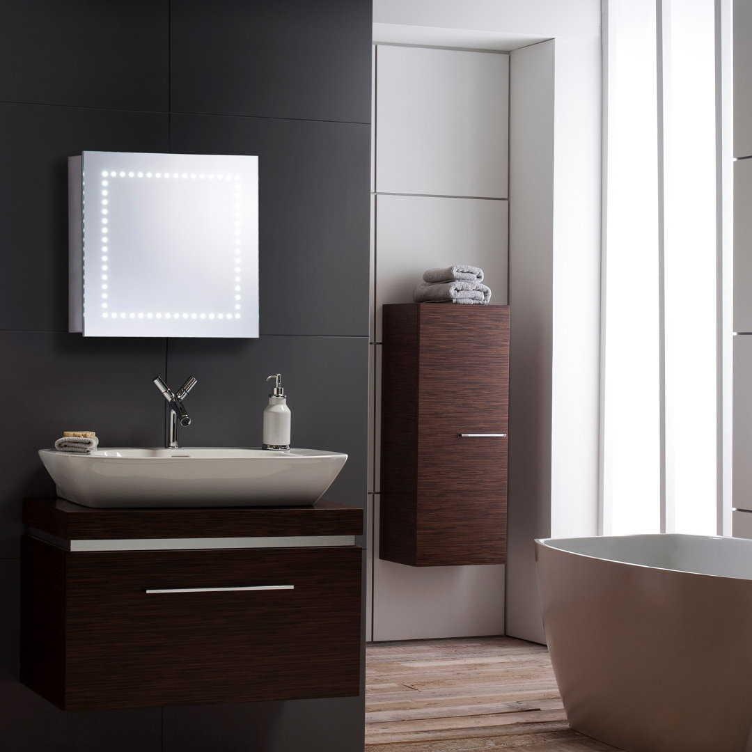 Segovia 500mm W 500mm H Surface Frameless Medicine Cabinet Mirror 2 Adjustable