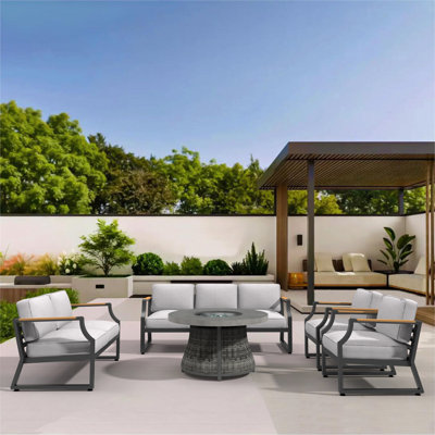 Artherine 7 - Person Patio Conversation Set with Cushions