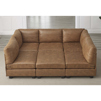 Faux Leather Modular Sectional