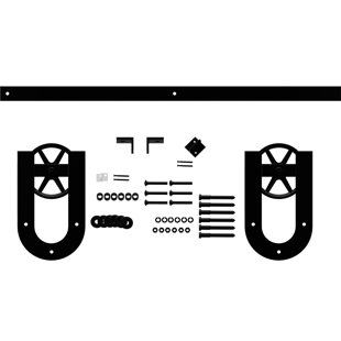 Premium Wagon Wheel Horseshoe Steel Single Door Barn Door Hardware Kit Standard Single