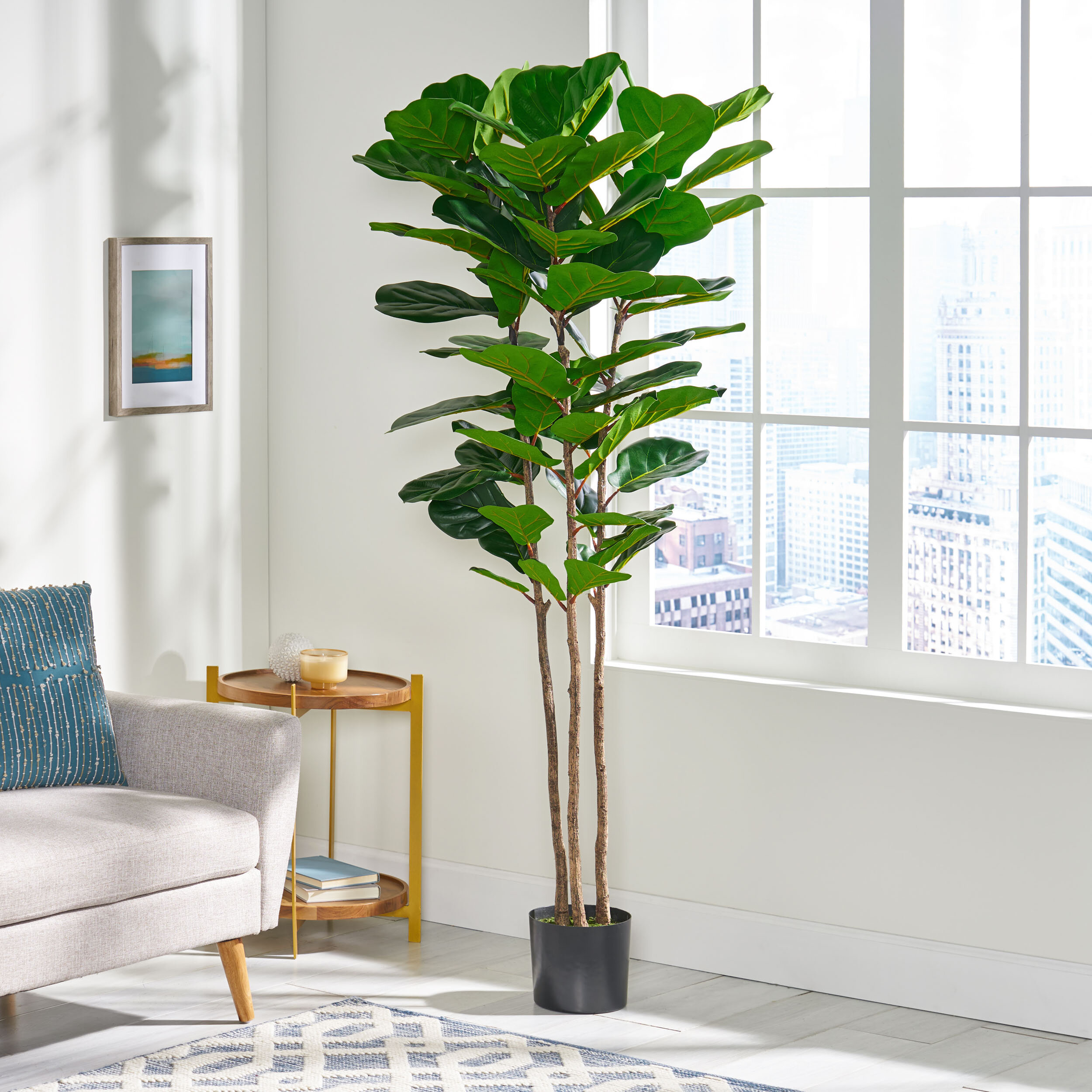 Primrue Achilles 71'' Faux Fiddle Leaf Fig Tree in Pot & Reviews | Wayfair